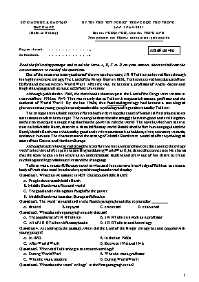 Đề thi thử tốt nghiệp THPT Quốc gia môn Tiếng Anh lần 1 năm 2021 - Sở GD-ĐT Bắc Giang - Mã đề thi 406 (Có đáp án)